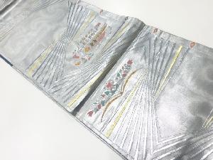 リサイクル　鳳凰に草花・抽象模様織出し袋帯